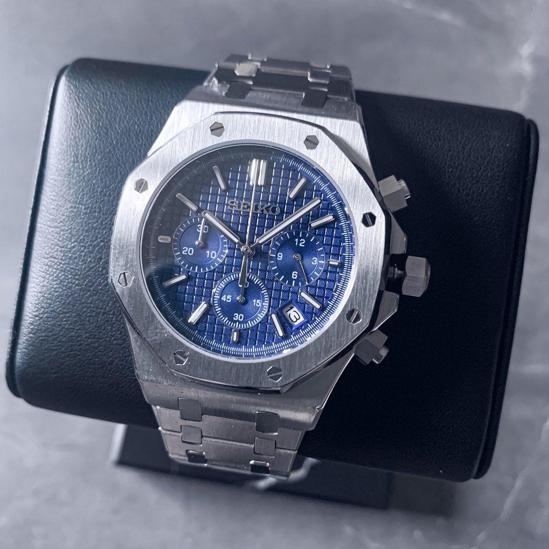 Seiko Mod Royal Oak Chrono Bleu - Seiko Mod : Personnalisez Votre Montre avec des Modifications Uniques et Élégantes