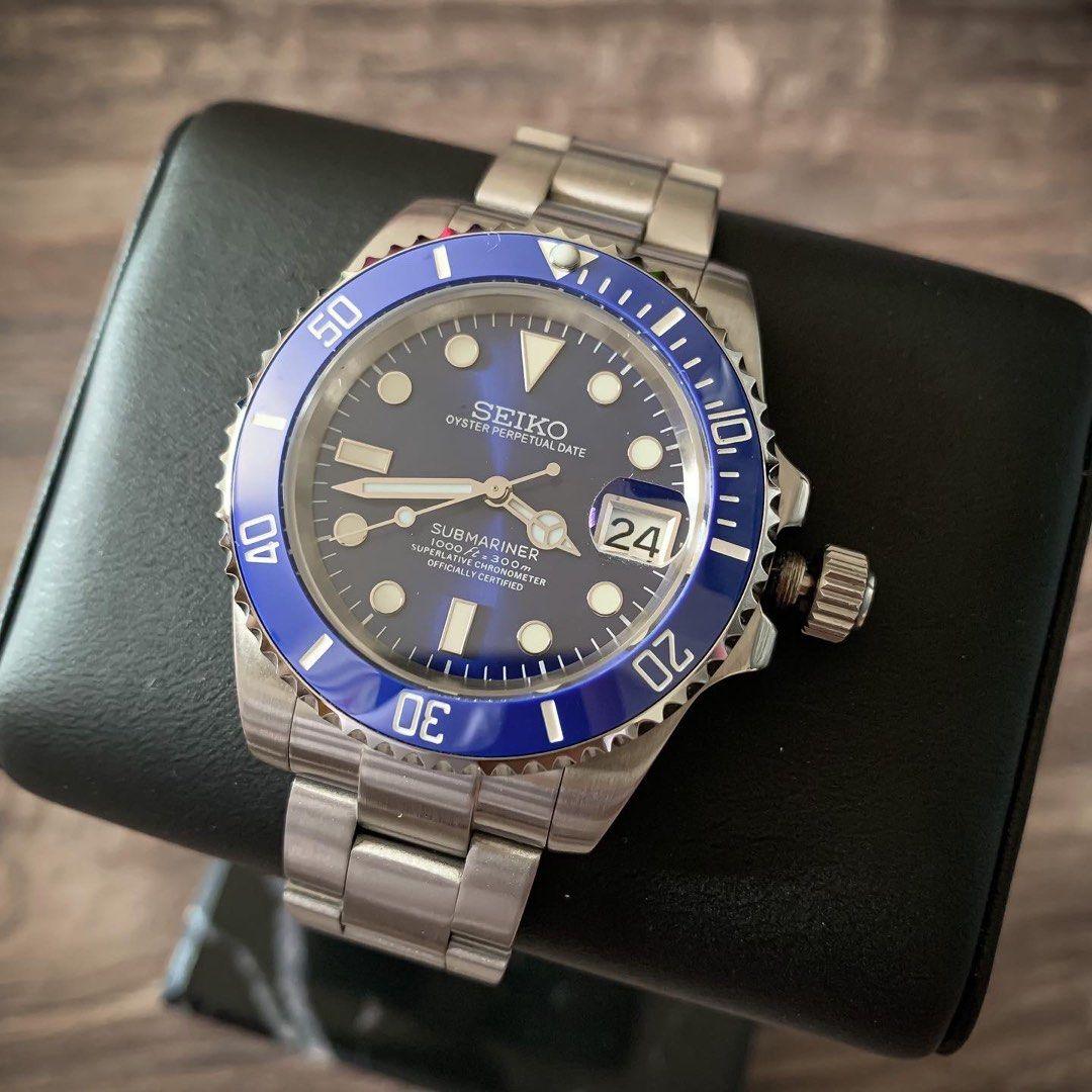 Seiko Mod Submariner Smurf - Seiko Mod : Personnalisez Votre Montre avec des Modifications Uniques et Élégantes